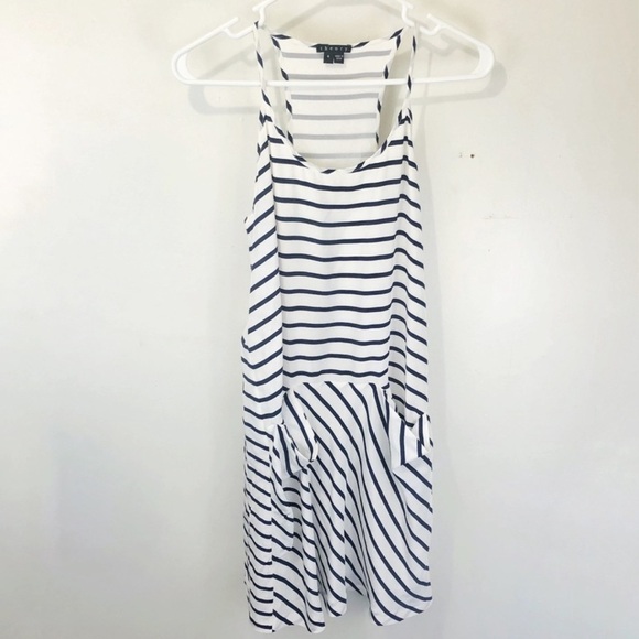 Theory Alessandra striped silk drop waist racerback dress - Picture 3 of 7